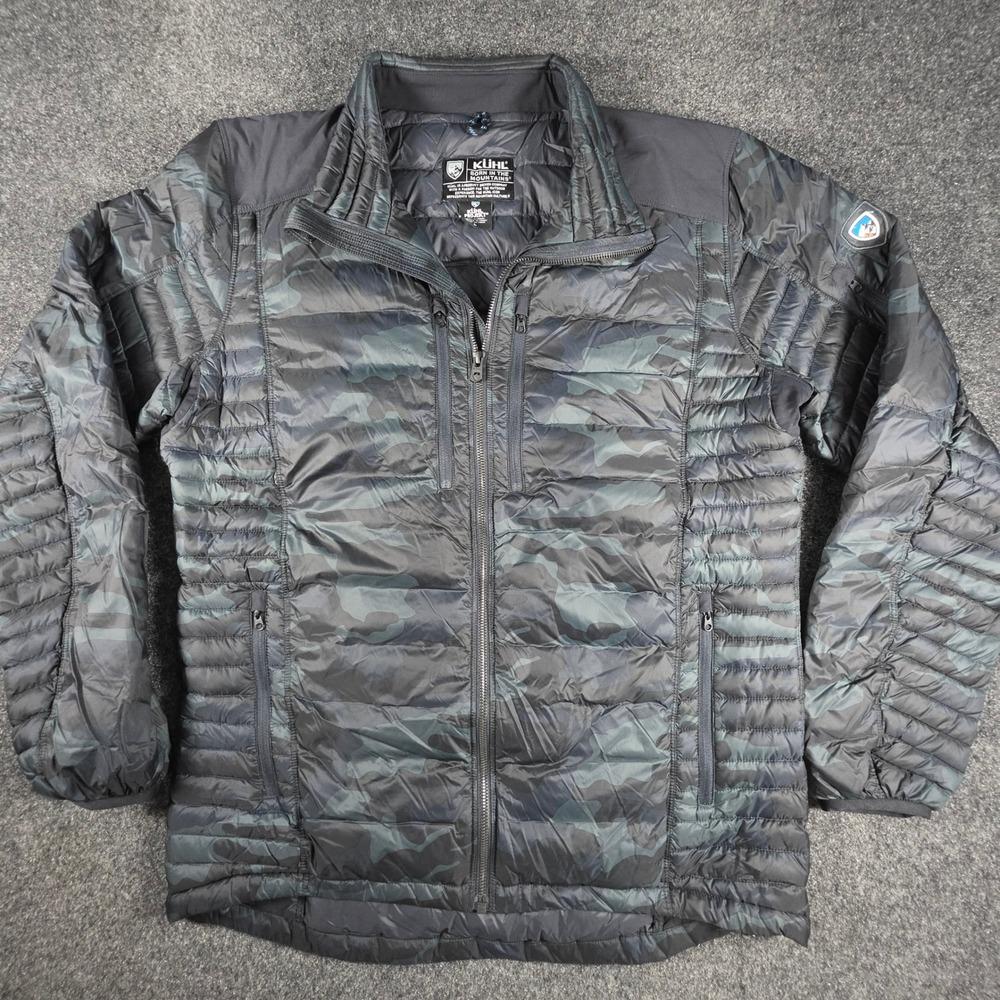 KUHL Spyfire Down Jacket Mens Large Camo Full Zip Puffer Style 1122